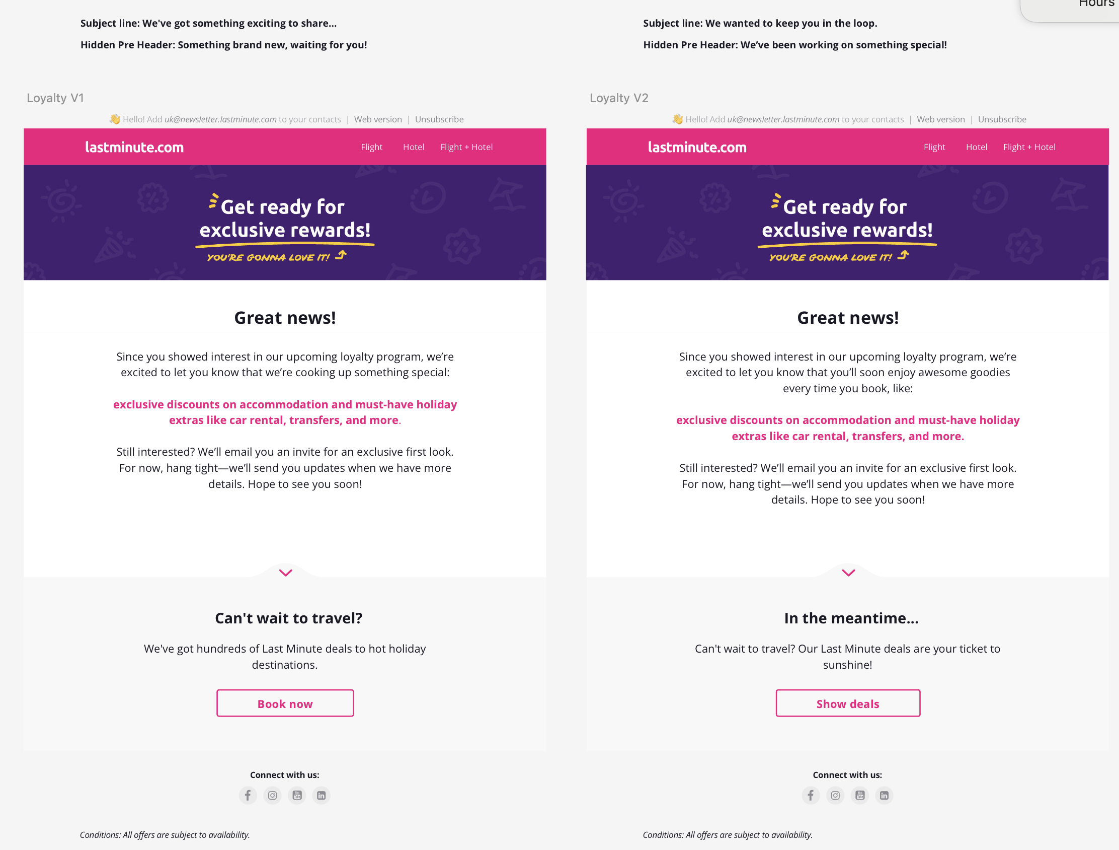 "A screenshot displaying a HTML mockup of the loyalty programme reminder email.